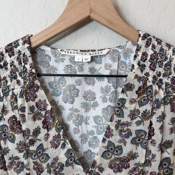 Veronica Beard Saera Floral Smocked Chiffon Mini Dress Size 8 - Picture 4 of 8